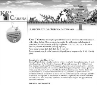 Image du site web de Kazabana Kazabazua(Outaouais)